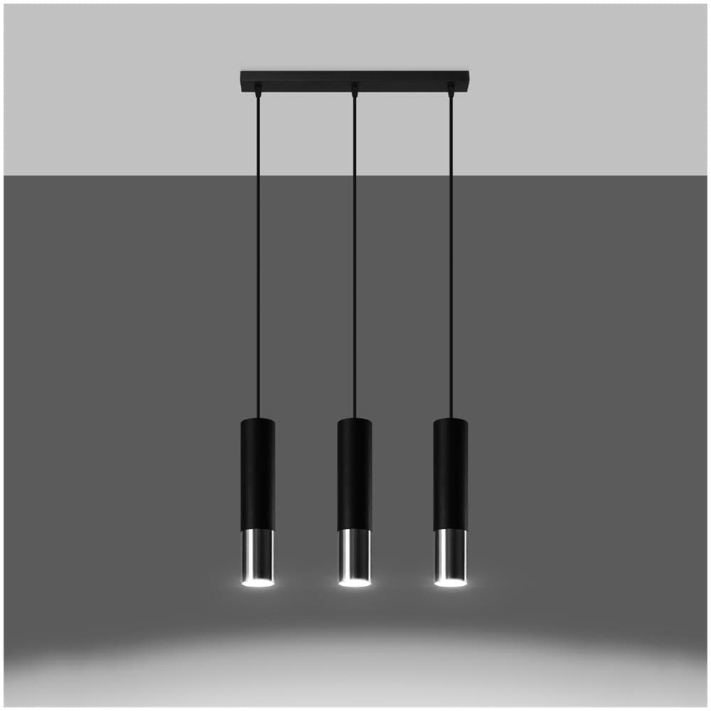 Lampada A Sospensione In Metallo Loopez 3l Sollux Cromato 900x60x450 Mm Metallo - Foto 11