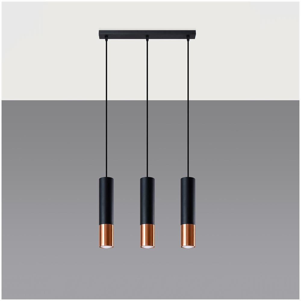 Lampada A Sospensione In Metallo Loopez 3l Sollux Cromato 900x60x450 Mm Metallo - Foto 1