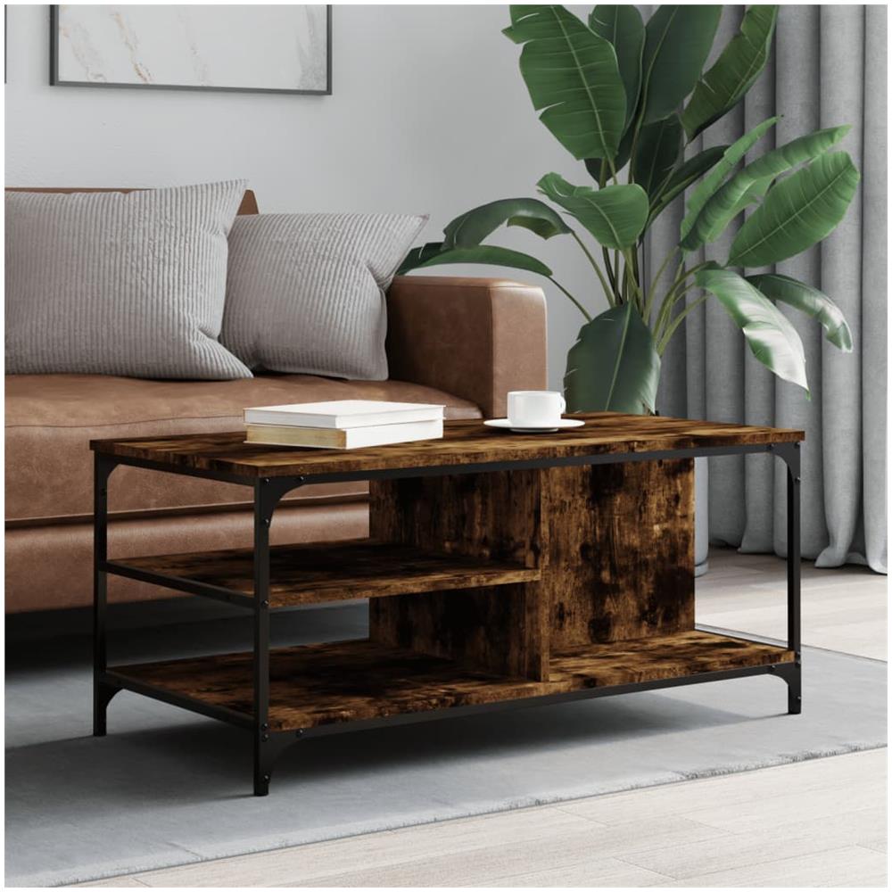 Tavolino Da Salotto Rovere Fumo 100x50x45 Cm Legno Multistrato - Foto 1