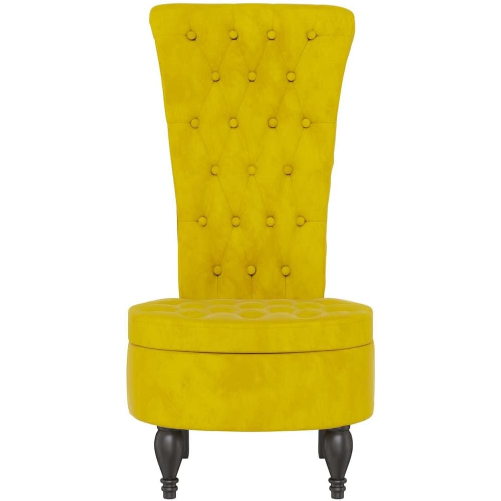 Sedia Con Schienale Alto Design Con Bottoni In Velluto Giallo - Foto 3