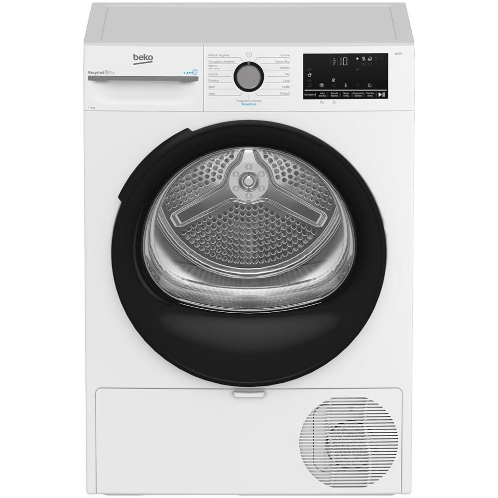 BMGT491SBI IT 9kg, Classe C, motore inverter, Display digitale, funzione a vapore SteamCure™, colore Bianco, oblò Nero - Foto 1