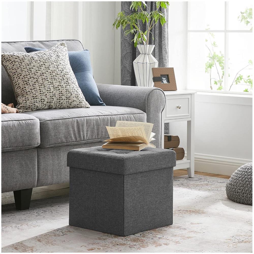 Pouf contenitore grigio scuro con seduta pieghevole per soggiorno - Foto 8