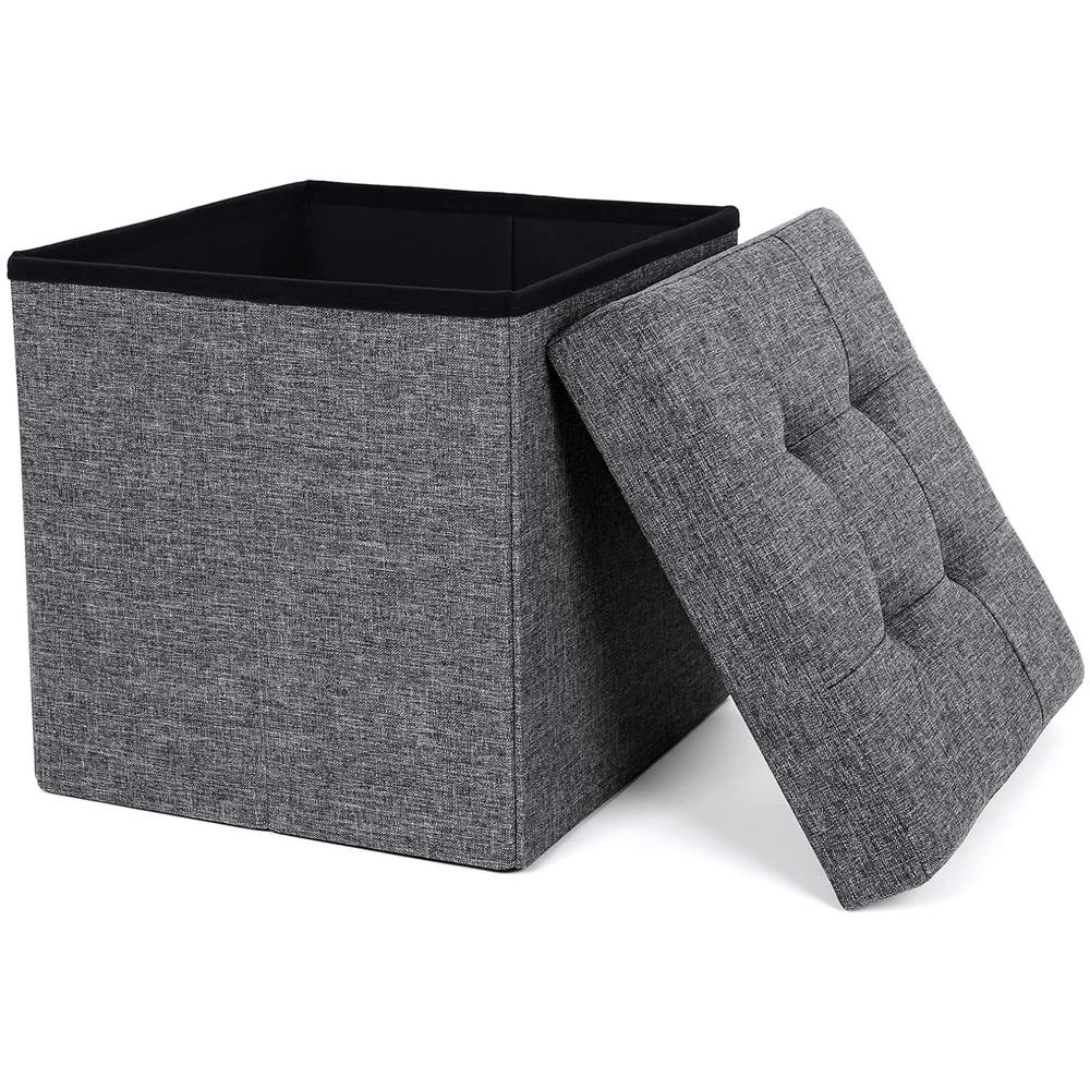 Pouf contenitore grigio scuro con seduta pieghevole per soggiorno - Foto 1
