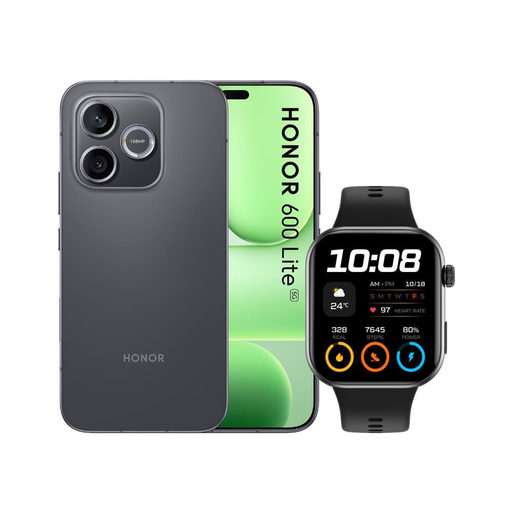 600 Lite 5G 256GB 8GB Ram Display 6.6" Amoled 120Hz Main Camera 108+5MP Selfie 16MP Dual nanoSim (eSim) MagicOS 10 Dimensity 7100 Elite 6250mAh Velvet Black + SmartWatch 2i Black (Kit) - Foto 1