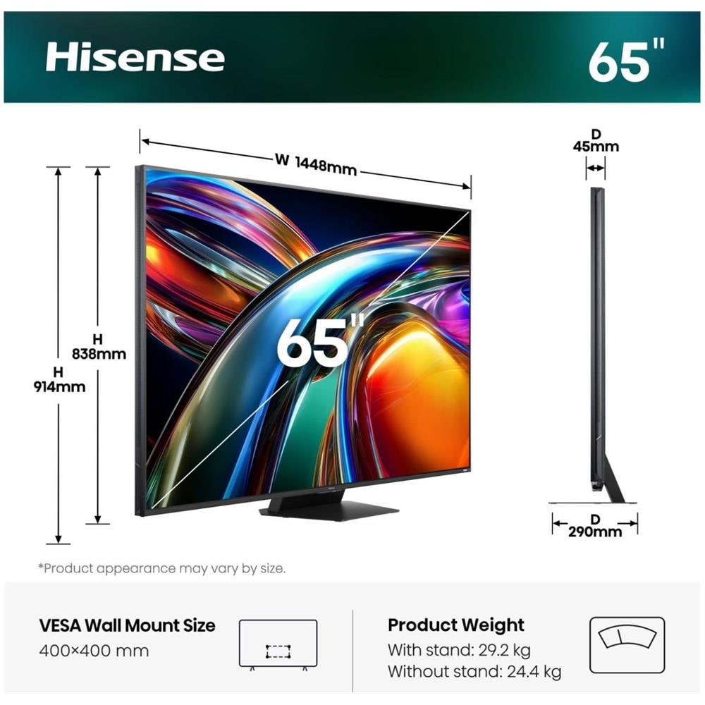 65UR9S 165,1 cm (65") 4K Ultra HD Smart TV Wi-Fi Grigio 3500 cd /m² - Foto 3
