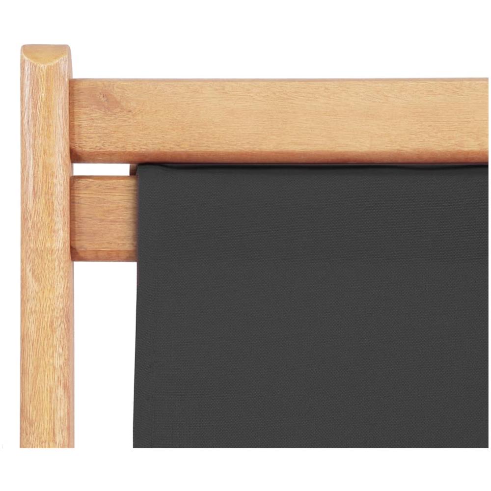 Sdraio da Spiaggia Pieghevole Telaio in Legno e Tessuto Grigio - Foto 7