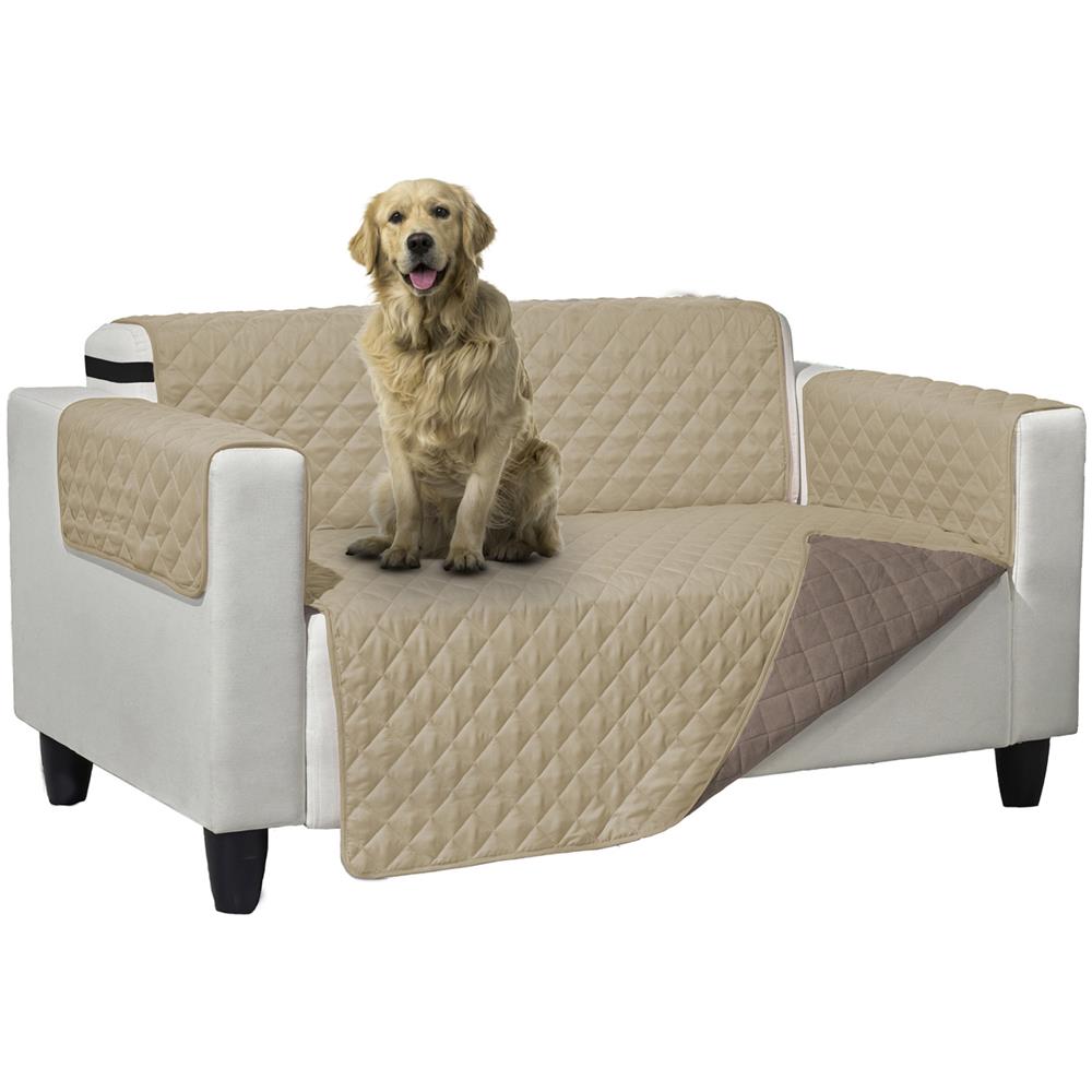 Copridivano Trapuntato Queen Antimacchia Double Face Tortora-crema 4 Posti Tortora-crema - Foto 2