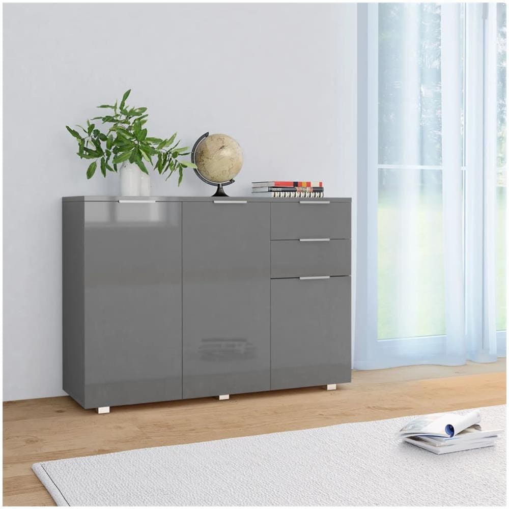 Credenza Grigio Lucido 107x35x80,5 cm - Foto 1