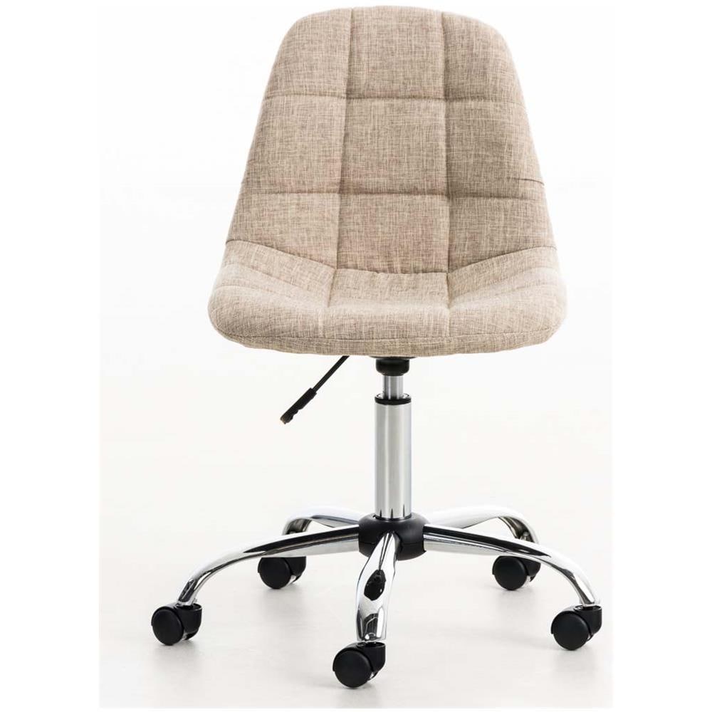 Sedia da Ufficio Emil in Tessuto Trapuntato - Sedia Studio Girevole con Ruote - Sgabello da Scrivania Lavoro Regolabile H45-57cm Crema - Foto 5