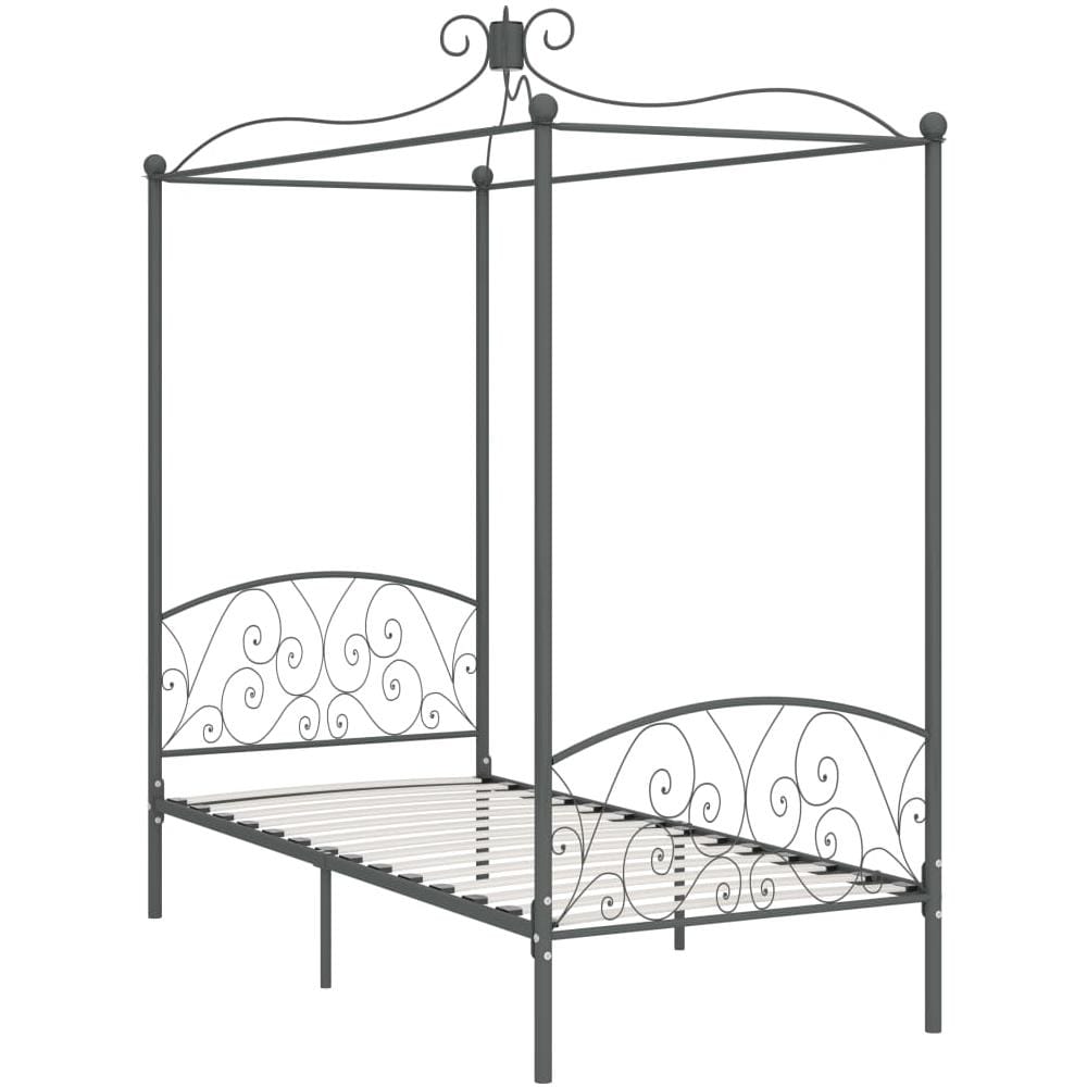 Letto A Baldacchino Grigio In Metallo 90x200 Cm - Foto 2