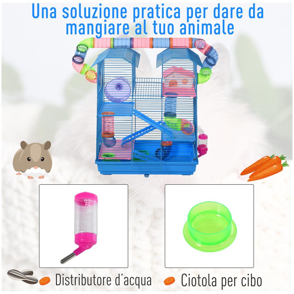 Gabbia Per Criceti E Roditori Con Tubi Colorati E Accessori Inclusi - Foto 7