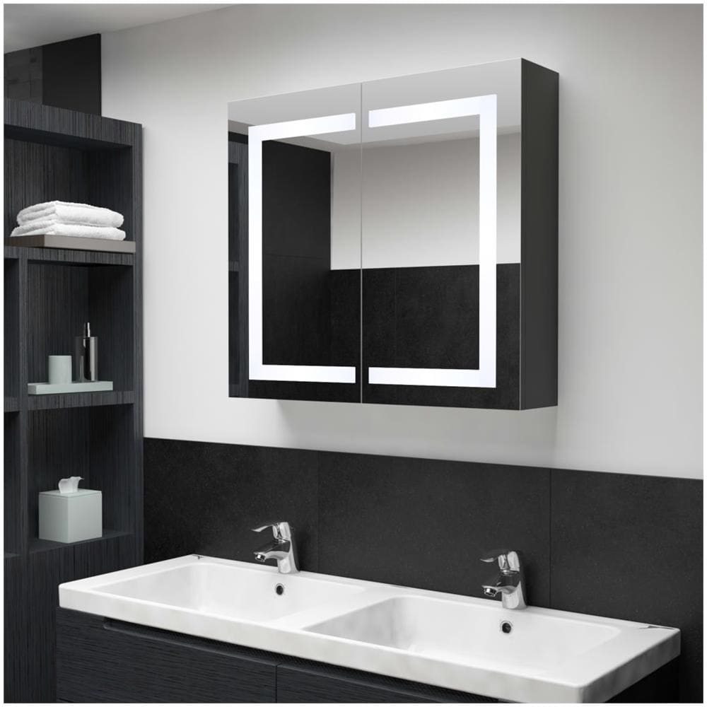 Armadietto Bagno con Specchio e LED 80x12,2x68 cm - Foto 1