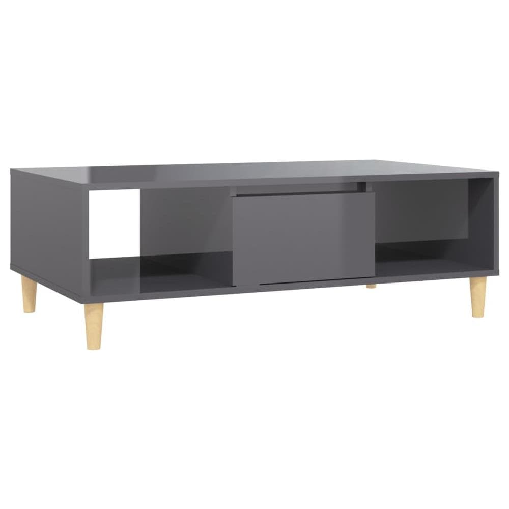 Tavolino Salotto Grigio Lucido 103,5x60x35cm Legno Multistrato - Foto 2