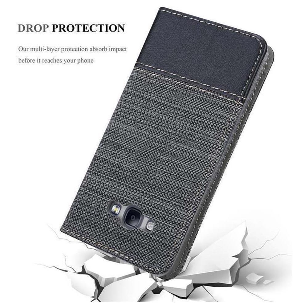 Custodia Compatibile Con Samsung Galaxy A8 2015 In Grigio Nero - Coperchio Protettiva Con Chiusura Magnetica, Funzione Stand E Tasca Per Le Carte - Foto 8