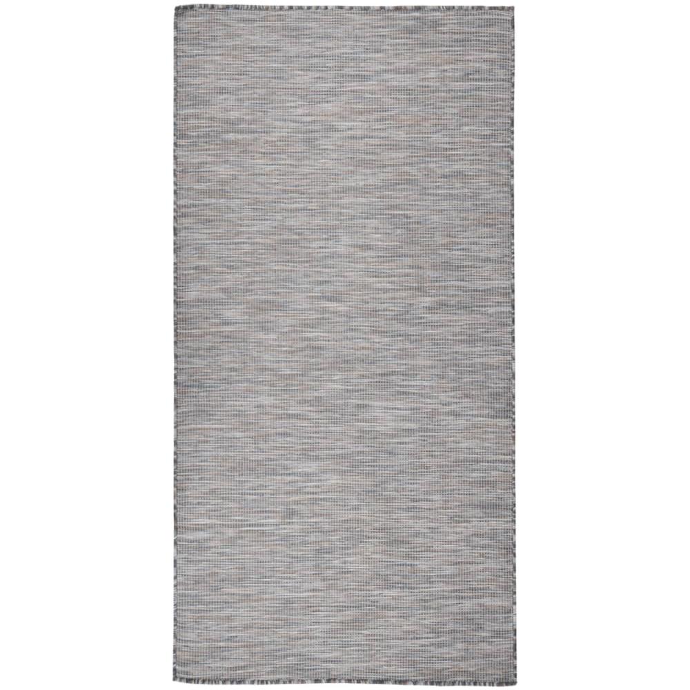 Tappeto da Esterni a Tessitura Piatta 100x200 cm Marrone e Blu - Foto 1