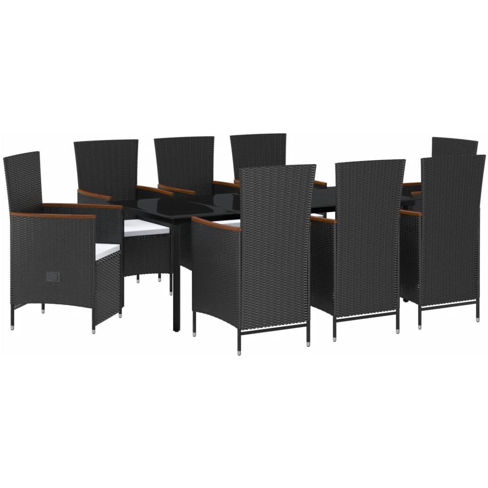 Set Mobili Da Pranzo Da Giardino 9 Pz Con Cuscini Nero - Foto 1