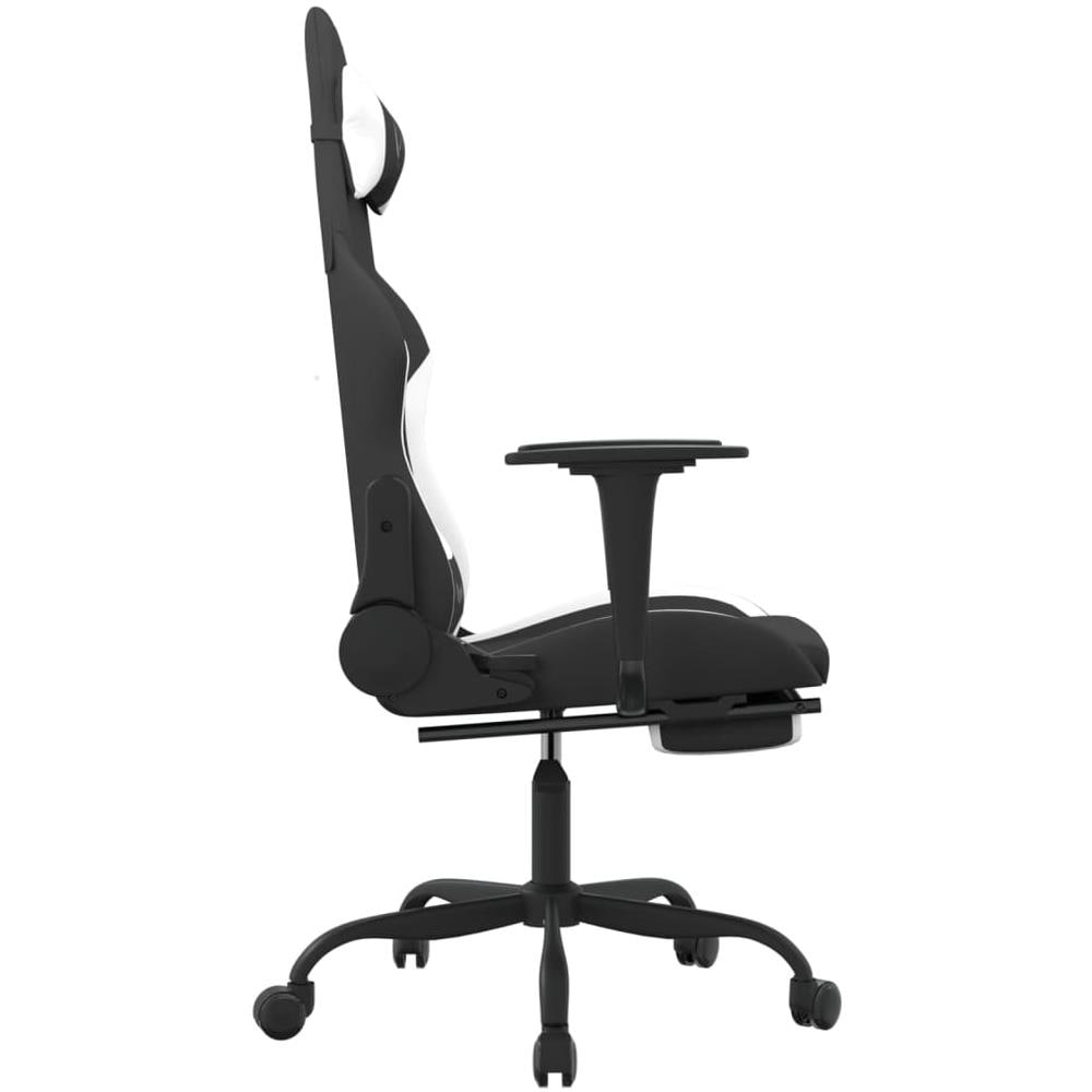 Sedia da Gaming Massaggio e Poggiapiedi Tessuto Nero e Bianco - Foto 10