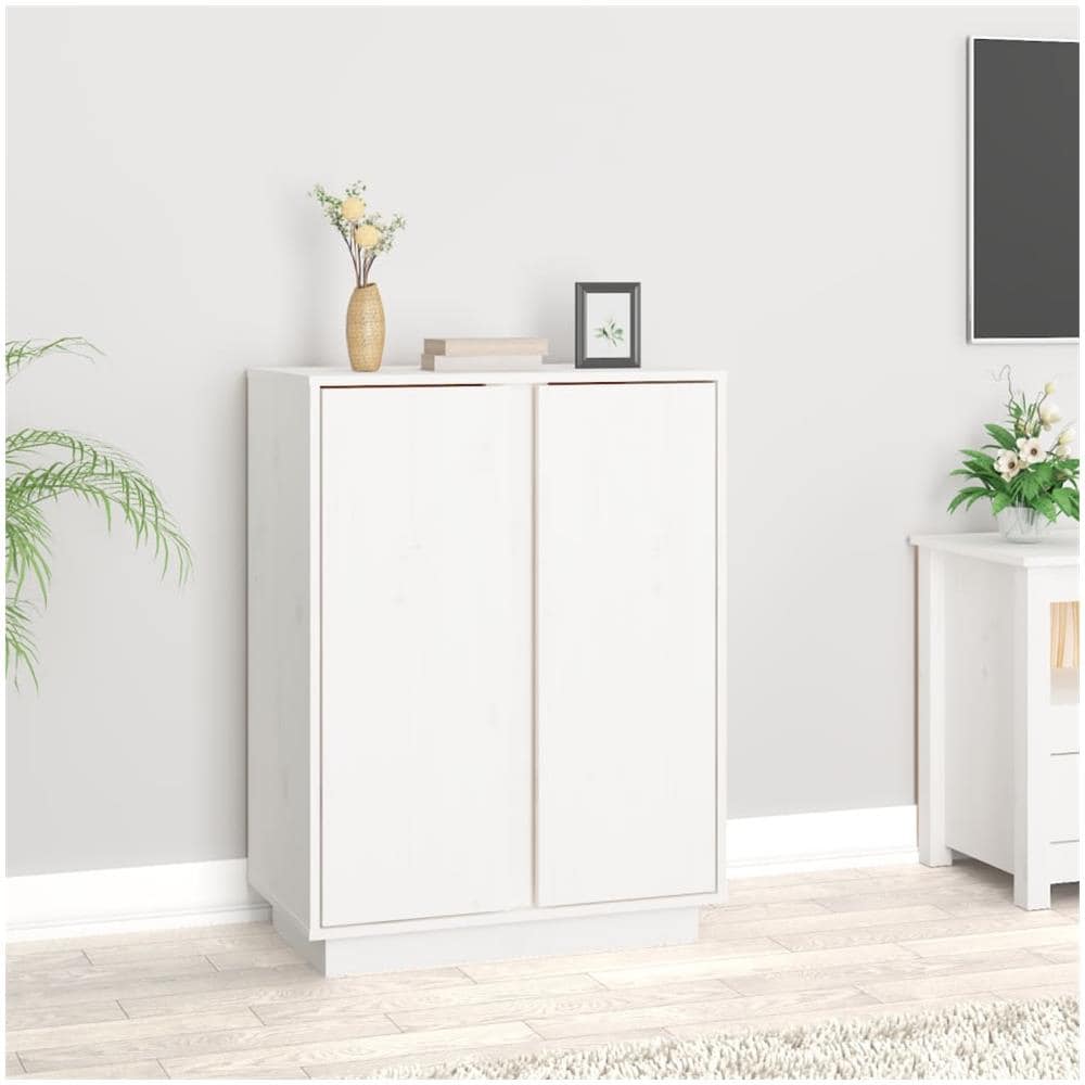 Credenza Bianca 60x35x80 Cm In Legno Massello Di Pino - Foto 1