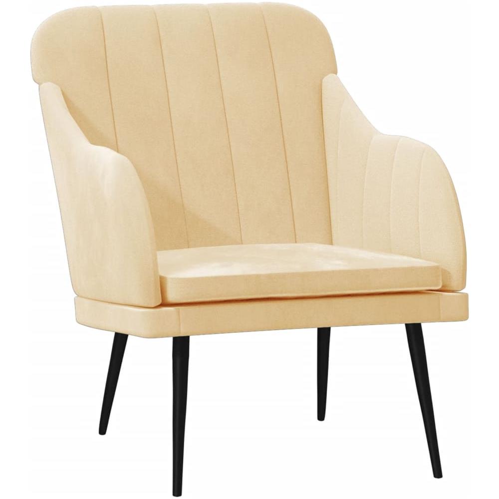 Poltrona Crema 63x76x80 Cm Velluto - Foto 2