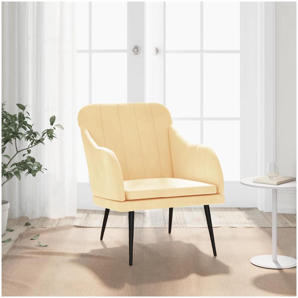 Poltrona Crema 63x76x80 Cm Velluto - Foto 1