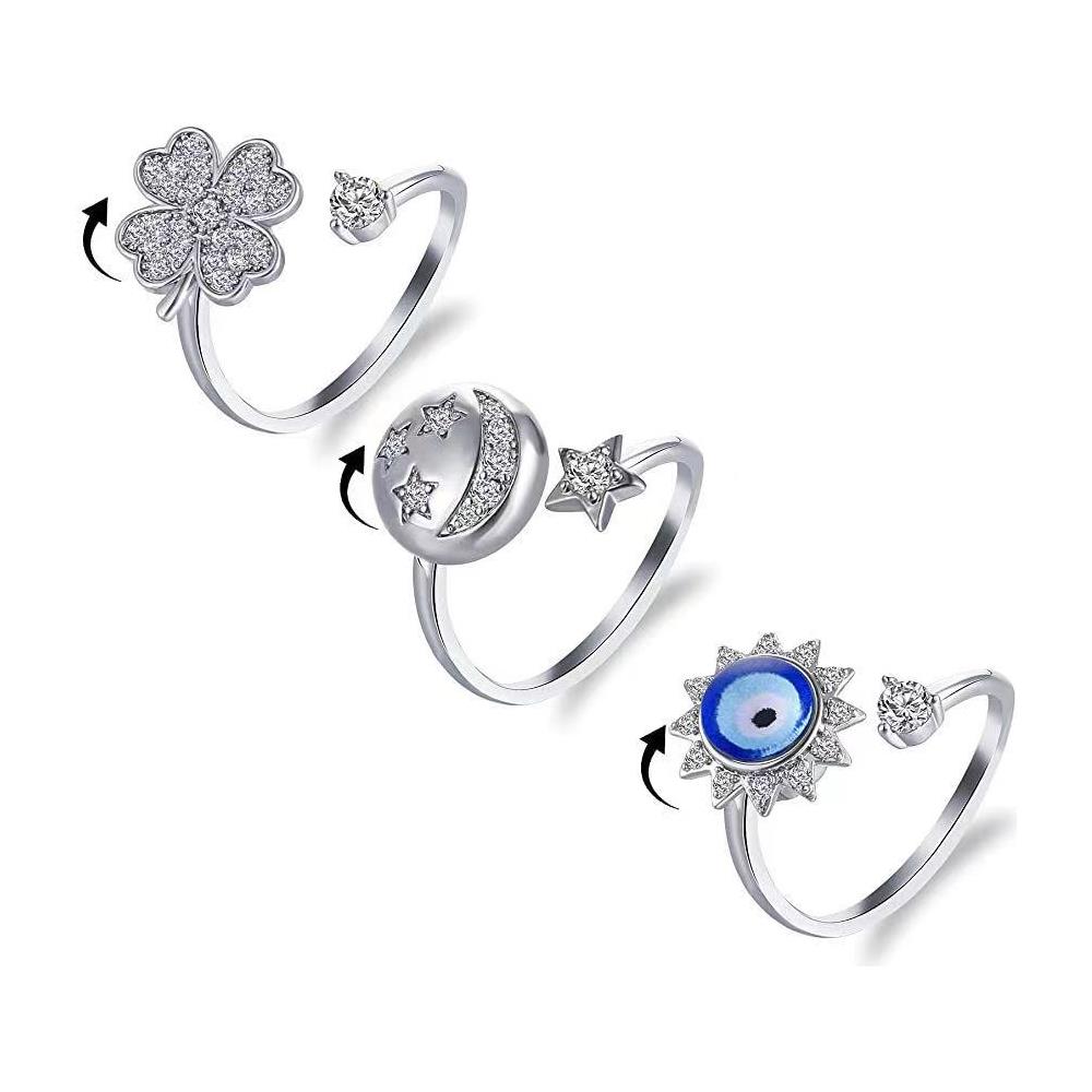 Set Di 3 Anelli Con Simboli Girevoli Silver - Foto 1