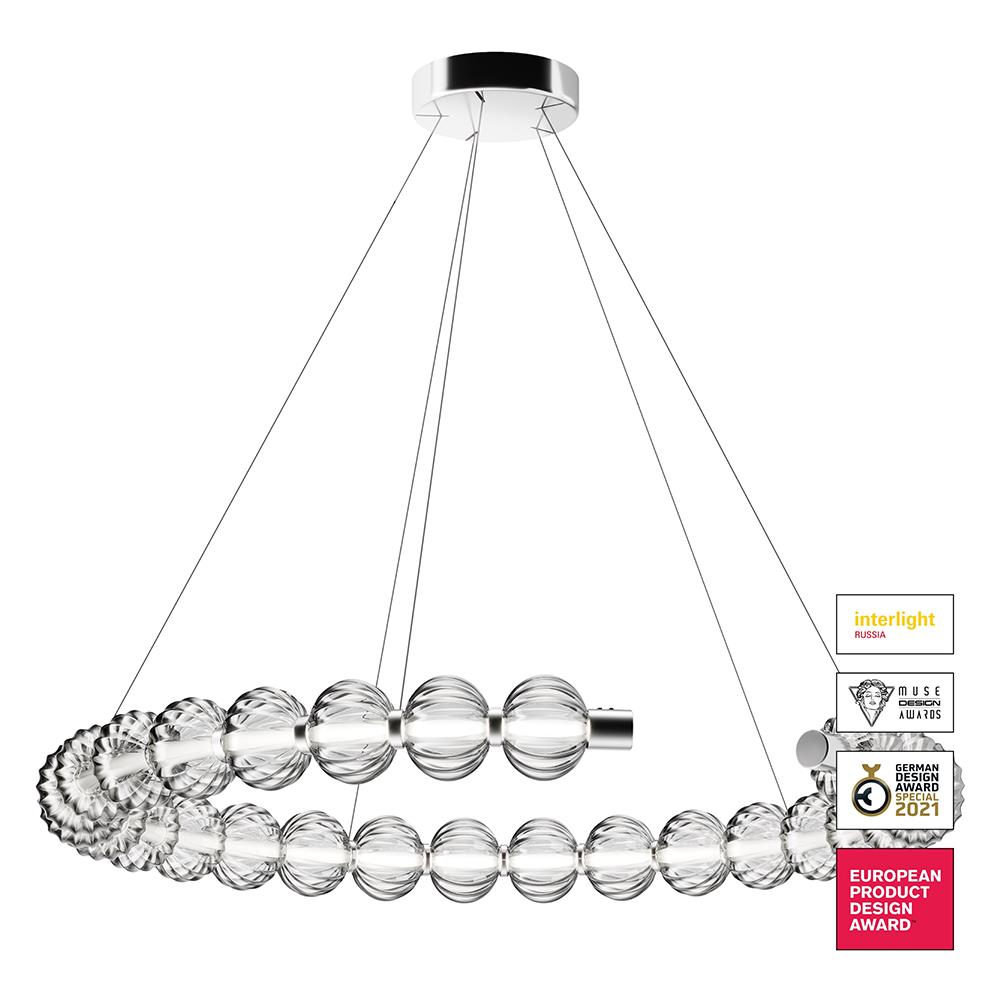 Lampadario Contemporaneo Amulet 30w Metallo E Vetro Cromo - Foto 1