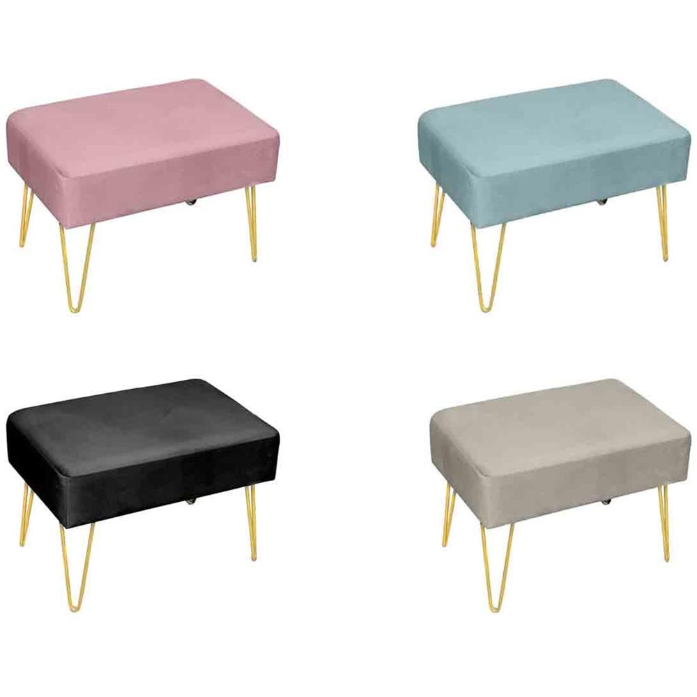 Pouf Salotto Camera Panca Design Moderno Modello Velvet In Tinta Unita Vari Colori Pouf Beige - Foto 2