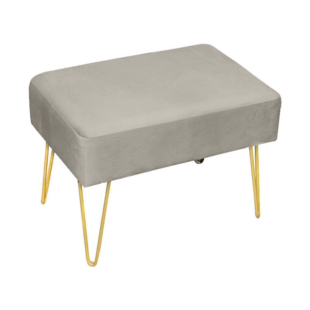 Pouf Salotto Camera Panca Design Moderno Modello Velvet In Tinta Unita Vari Colori Pouf Beige - Foto 1