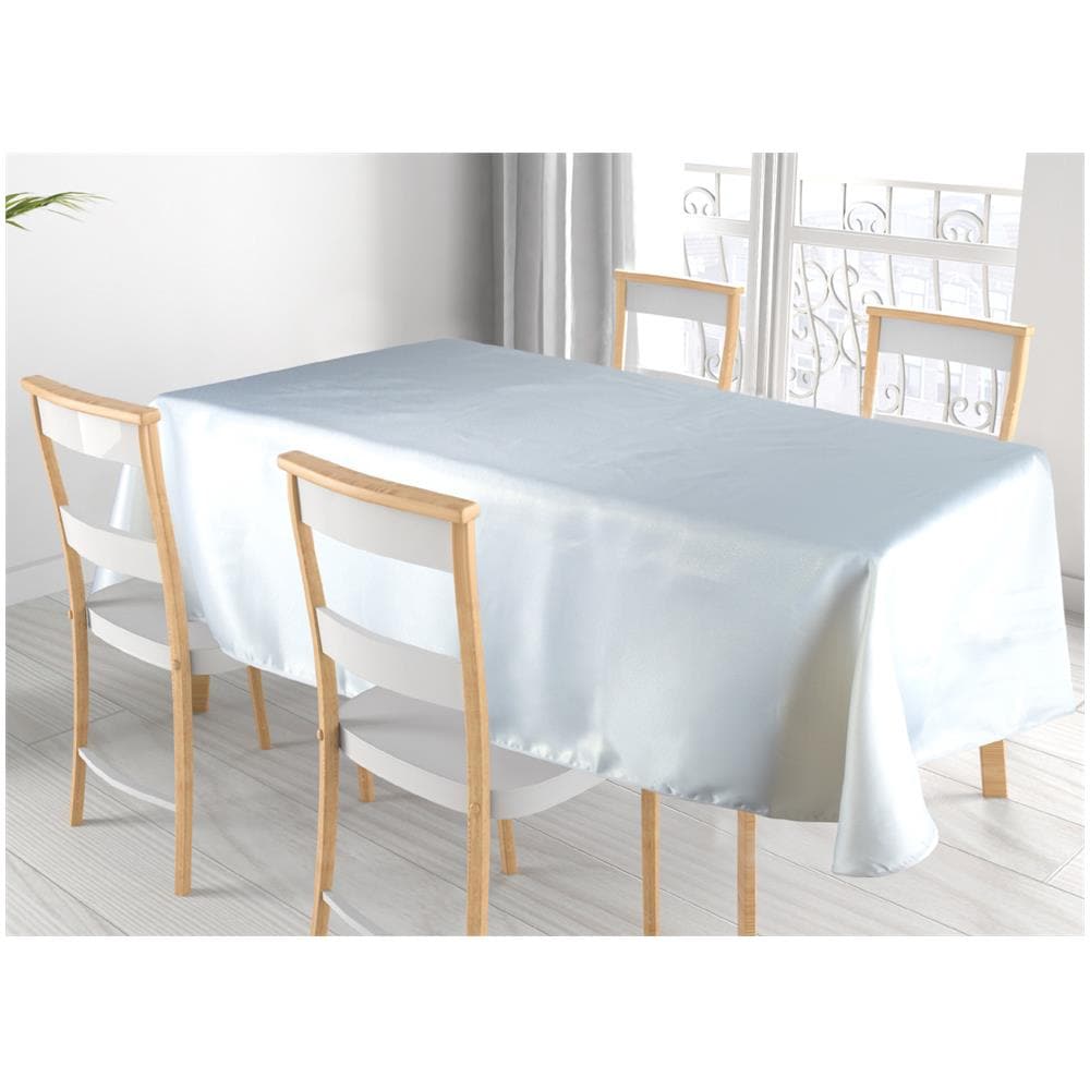 Tovaglia Cucina Soggiorno Antimacchia Idrorepellente In Lurex Tinta Unita Vari Colori 140x300cm Bianco-argento - Foto 1