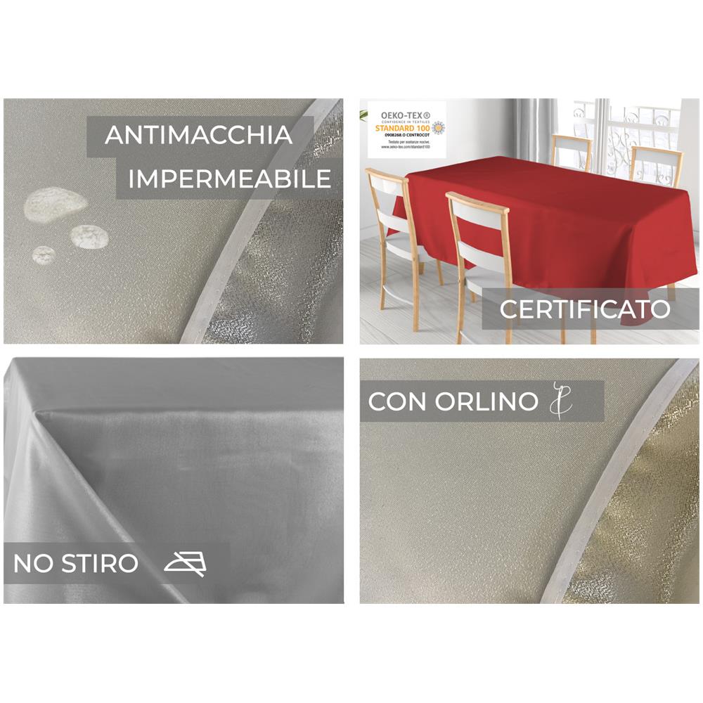 Tovaglia Cucina Soggiorno Antimacchia Idrorepellente In Lurex Tinta Unita Vari Colori 140x300cm Bianco-argento - Foto 5