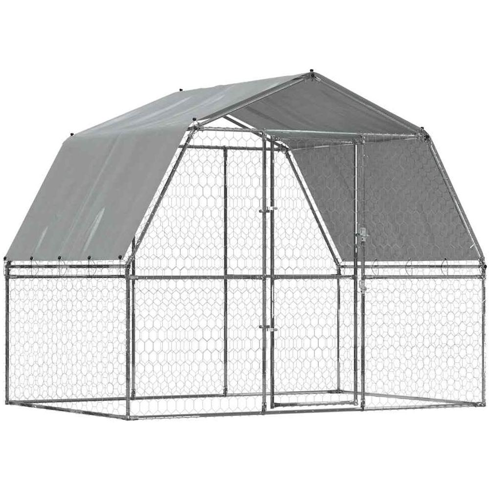 Box per Cani con Tetto e Anta Argento in Acciaio Zincato - Foto 1