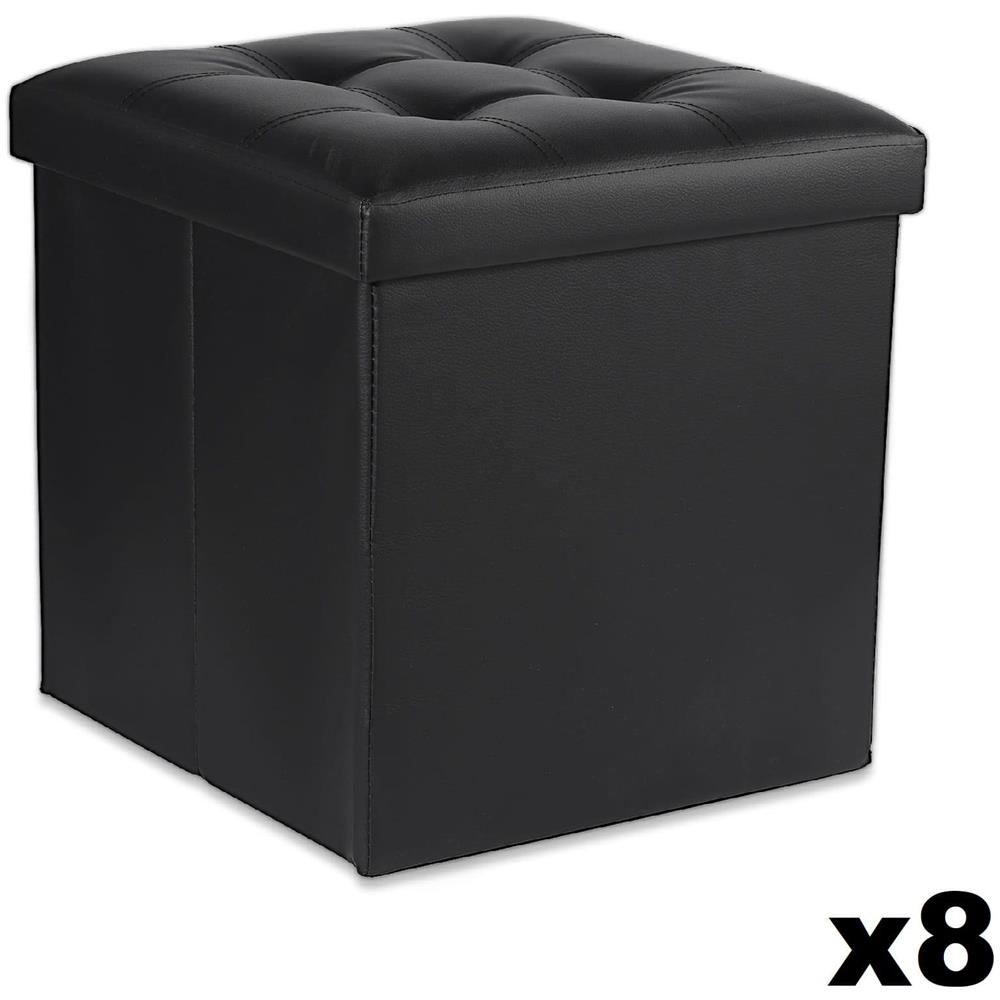 POUF PIEGHEVOLE L Contenitore Nero Ecopelle x8 - Foto 1