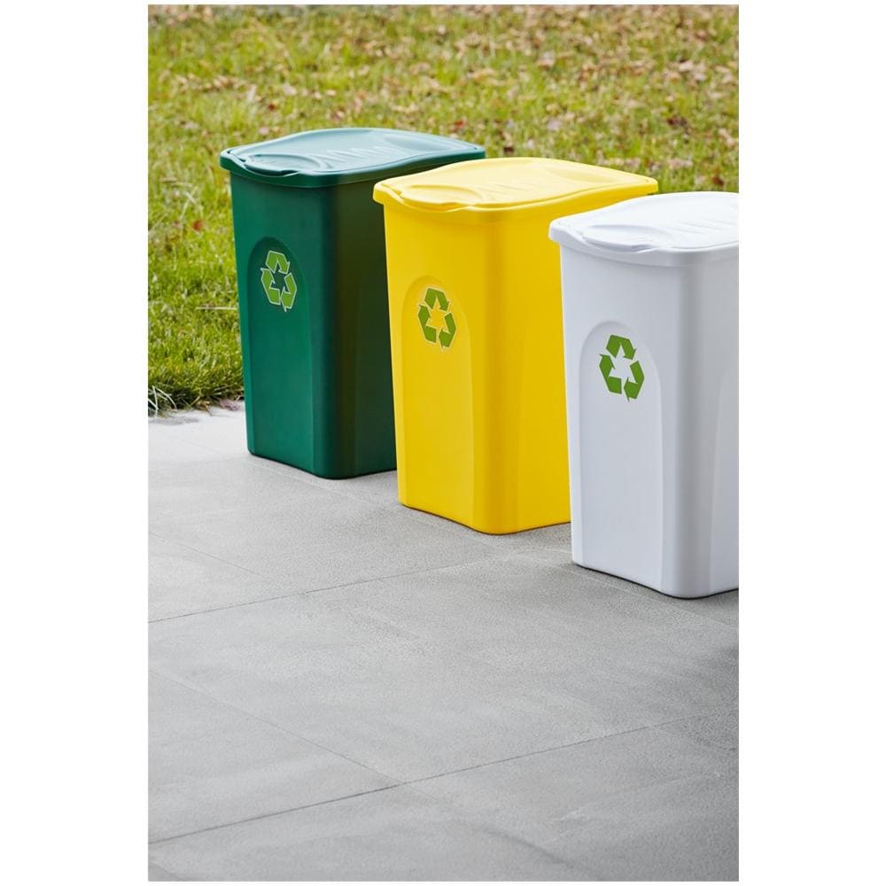 Pattumiera In Polipropilene Riciclabile Per Raccolta Differenziata, Capacità 50 Lt, 37x37xh. 56 Cm Bianco - Foto 2