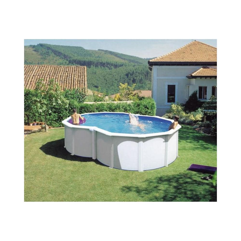 Piscina Varadero A Forma Di 8, Liner Blu 40/100, Filtro Sabbia, Bianca 500x340xh. 120 Cm - Foto 1