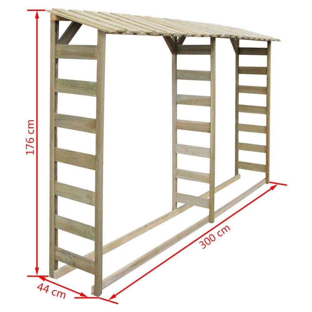 Doppio Capannone Per Legname 300x44x176cm Legno Pino Impregnato - Foto 4