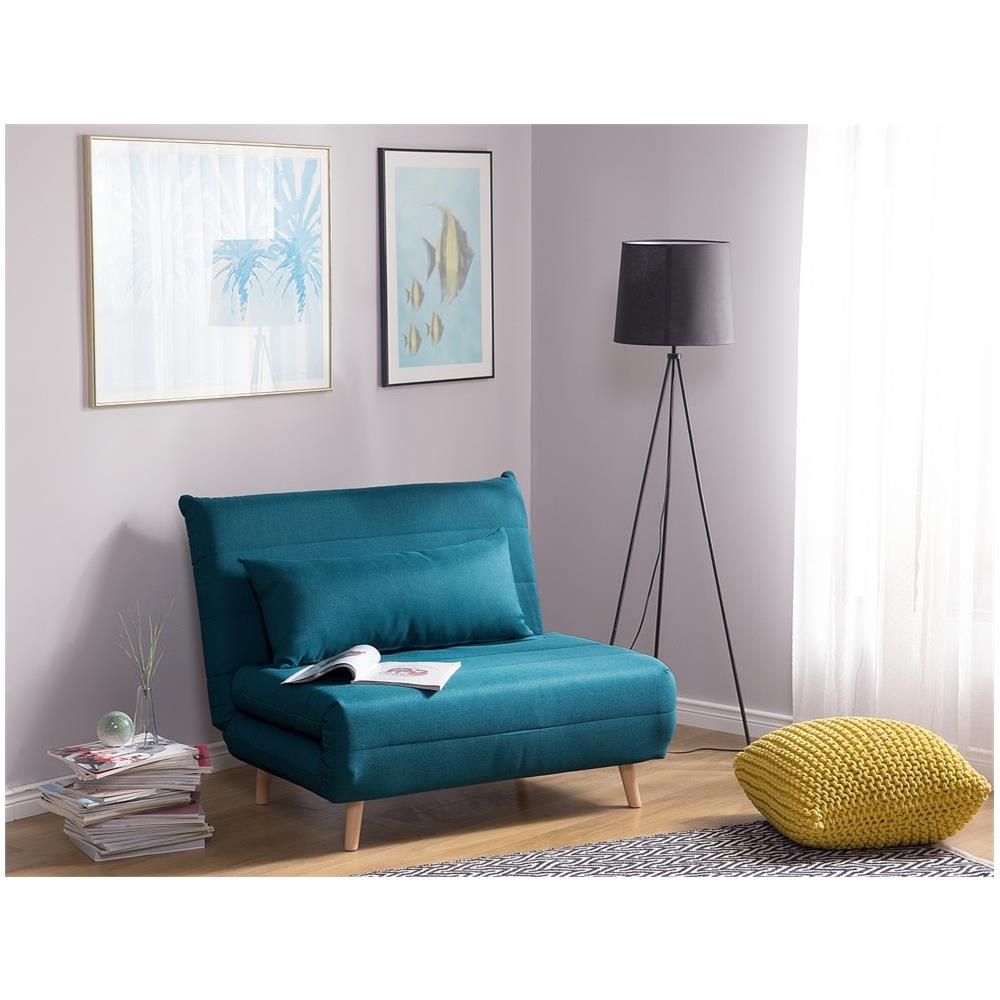 Divano Letto Singolo In Tessuto Blu Scuro Setten - Foto 2