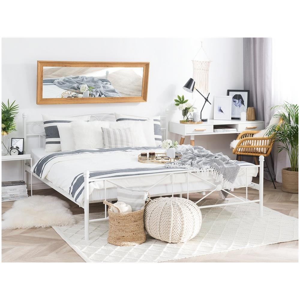 Letto A Doghe Bianco Con Rete A Doghe 180 X 200 Cm Rodez - Foto 1