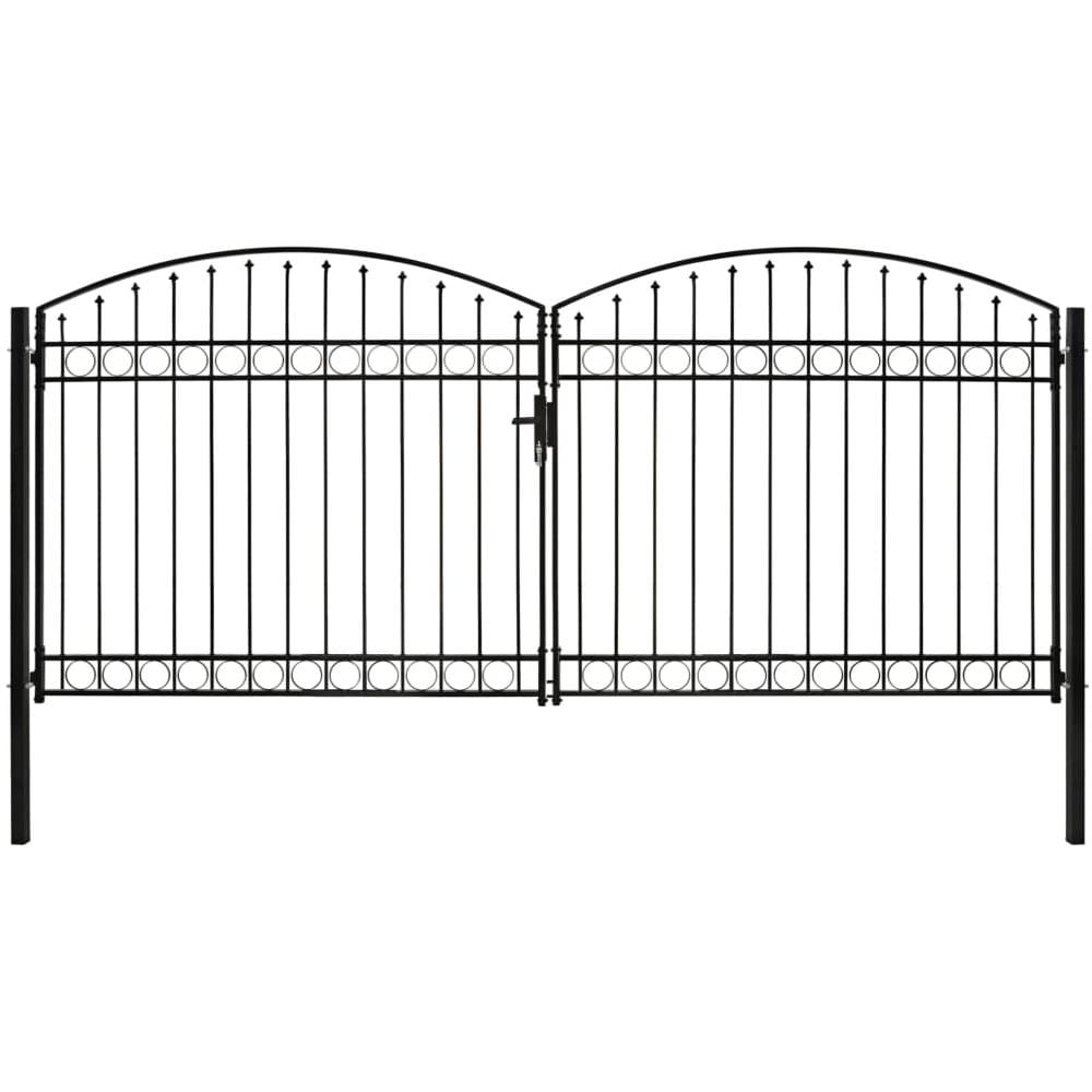Cancello A Doppia Anta Ad Arco In Acciaio 400x200cm Nero - Foto 1