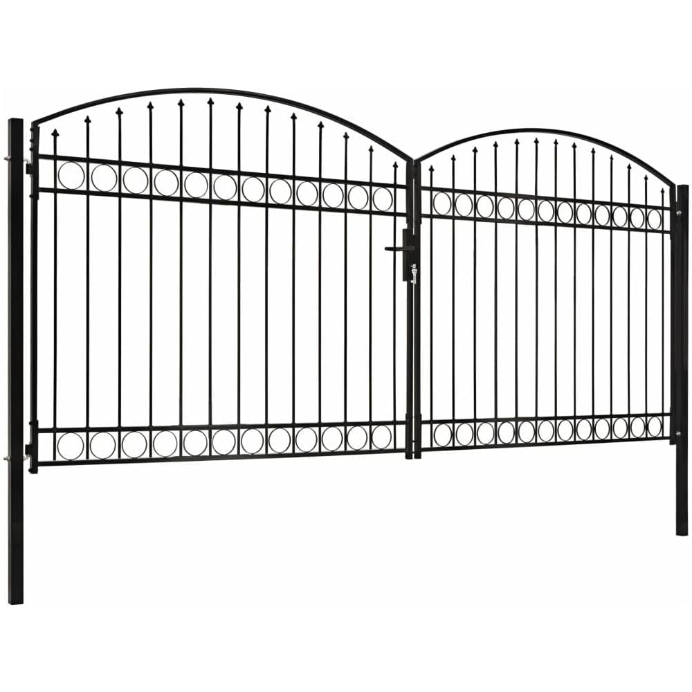 Cancello A Doppia Anta Ad Arco In Acciaio 400x200cm Nero - Foto 2