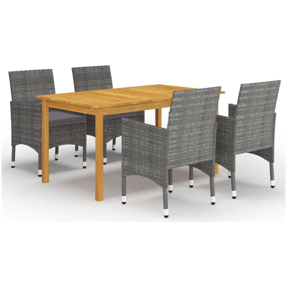 Set Mobili Da Pranzo Per Giardino 5 Pz Grigio - Foto 1