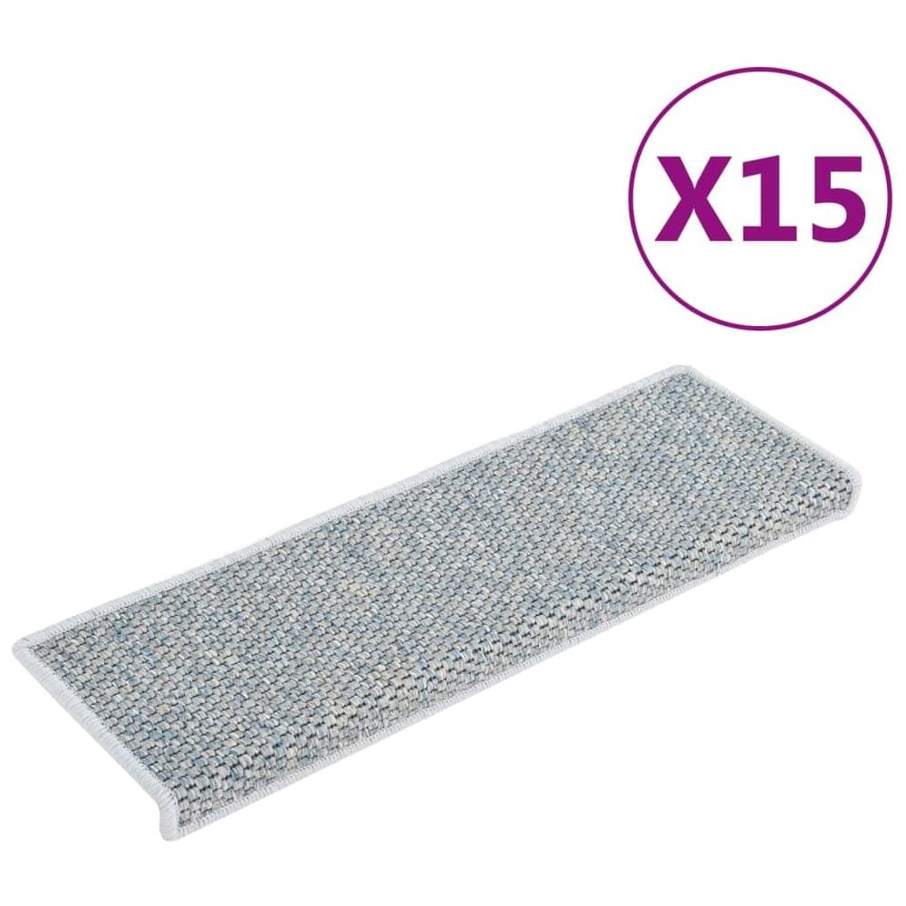 Tappeti Autoadesivi Scale Aspetto Sisal 15 pz 65x21x4 cm Blu - Foto 1