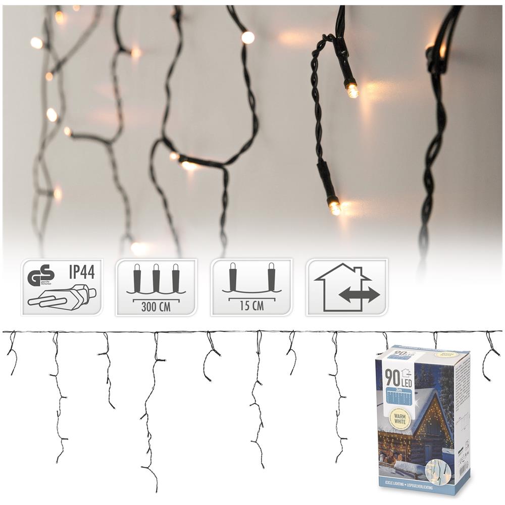 Tenda Luminosa 3m 90 Led Bianco Caldo Interno Esterno Ip44 Decorazione Natale - Foto 6