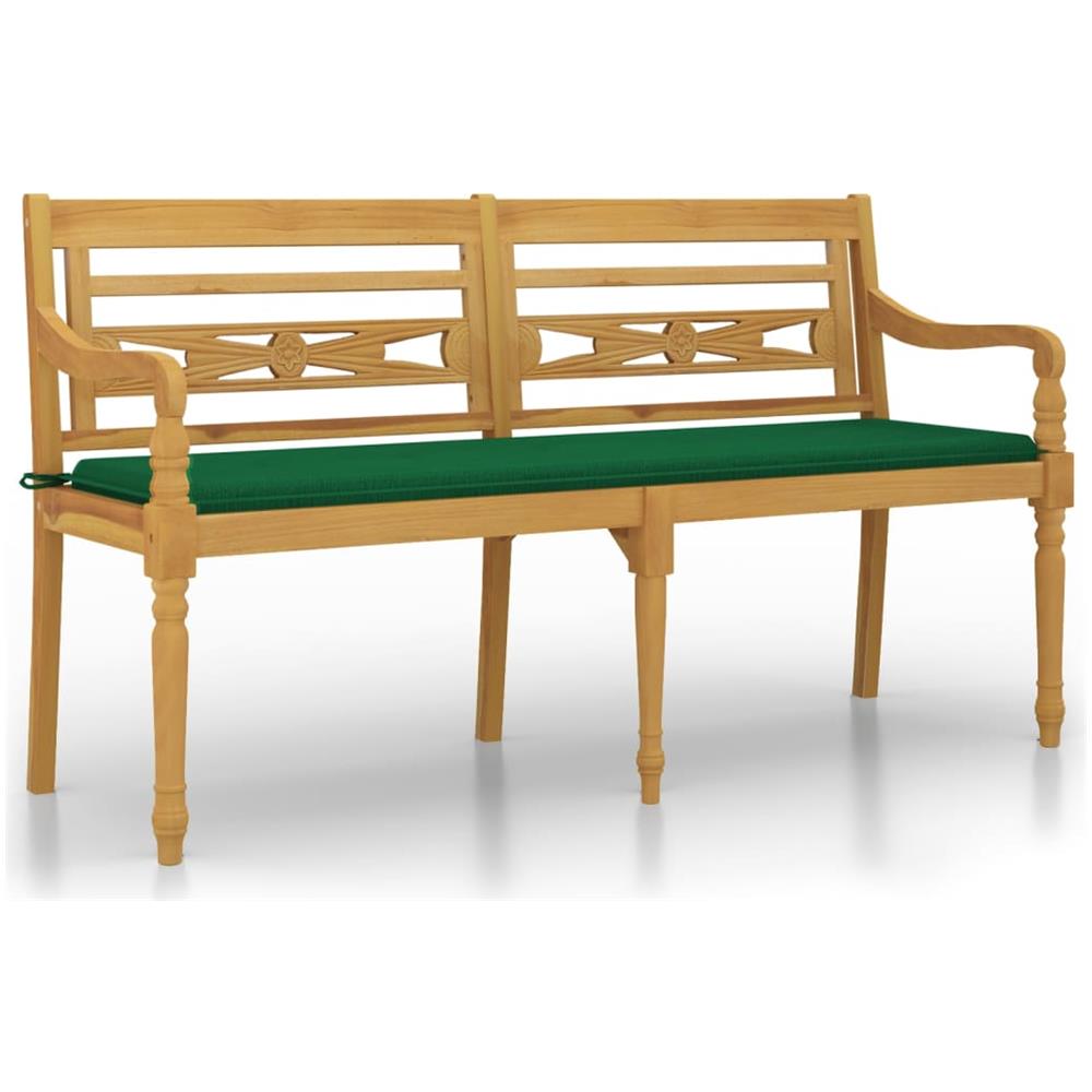 Panchina Batavia Con Cuscino Verde 150 Cm Legno Massello Teak - Foto 2