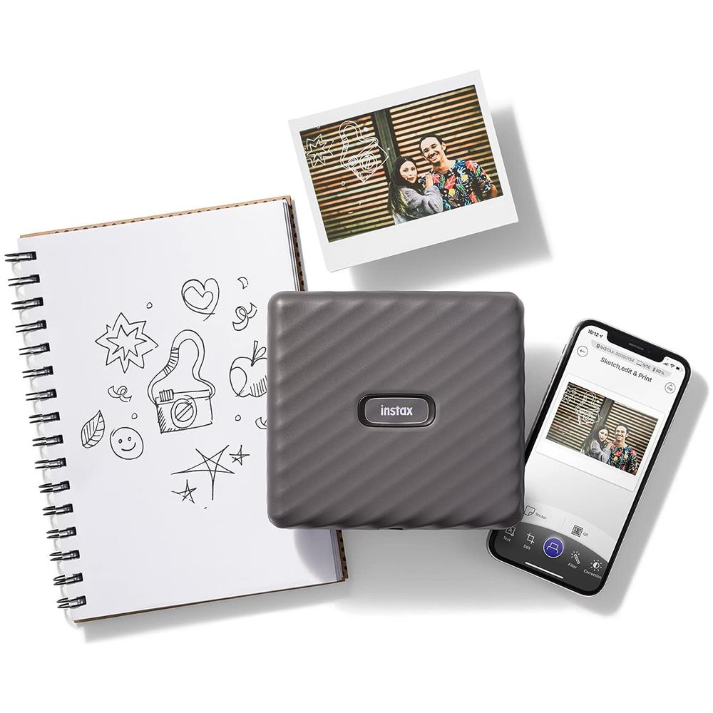 INSTAX Link WIDE Stampante Compatta a Sviluppo Instantaneo per Smartphone App e Personalizzazione delle Foto Dimensioni Stampa 99x62 mm Colore Grigio - Foto 2