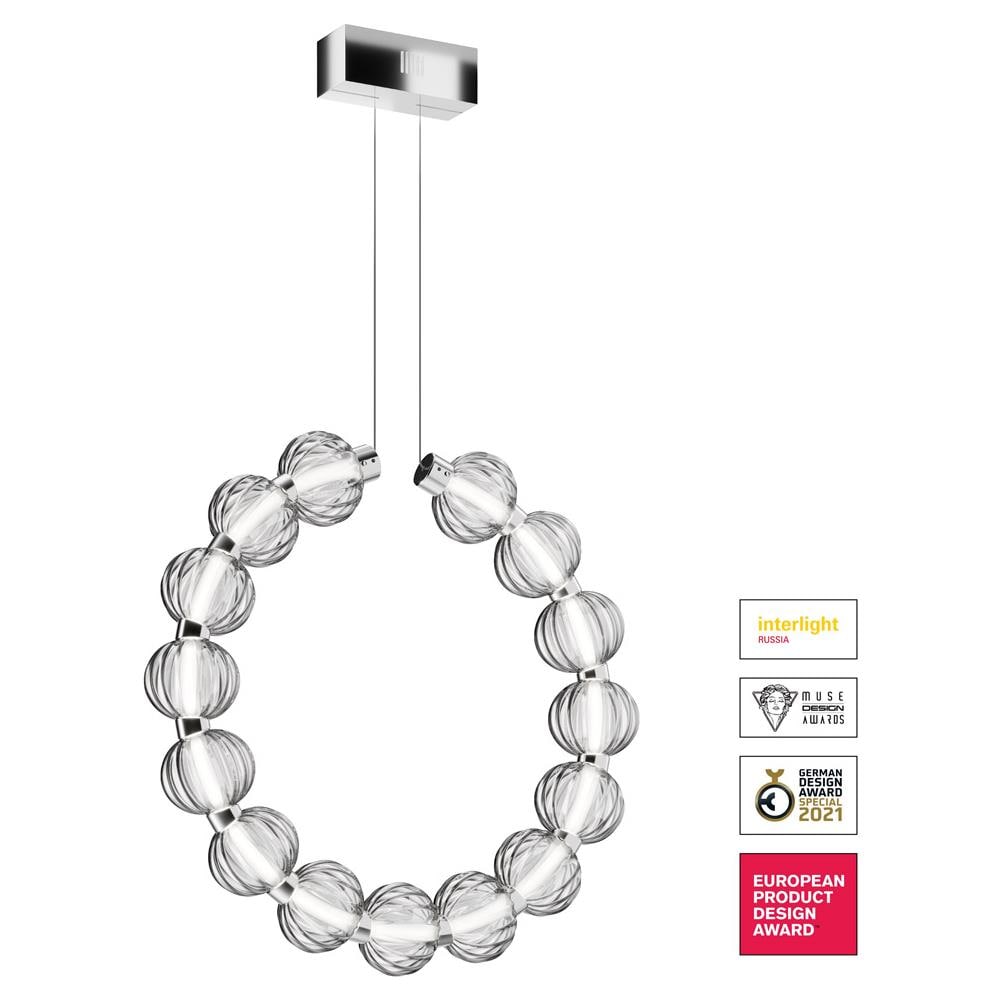 Lampadario Contemporaneo Amulet 23w Metallo E Vetro Cromo - Foto 1
