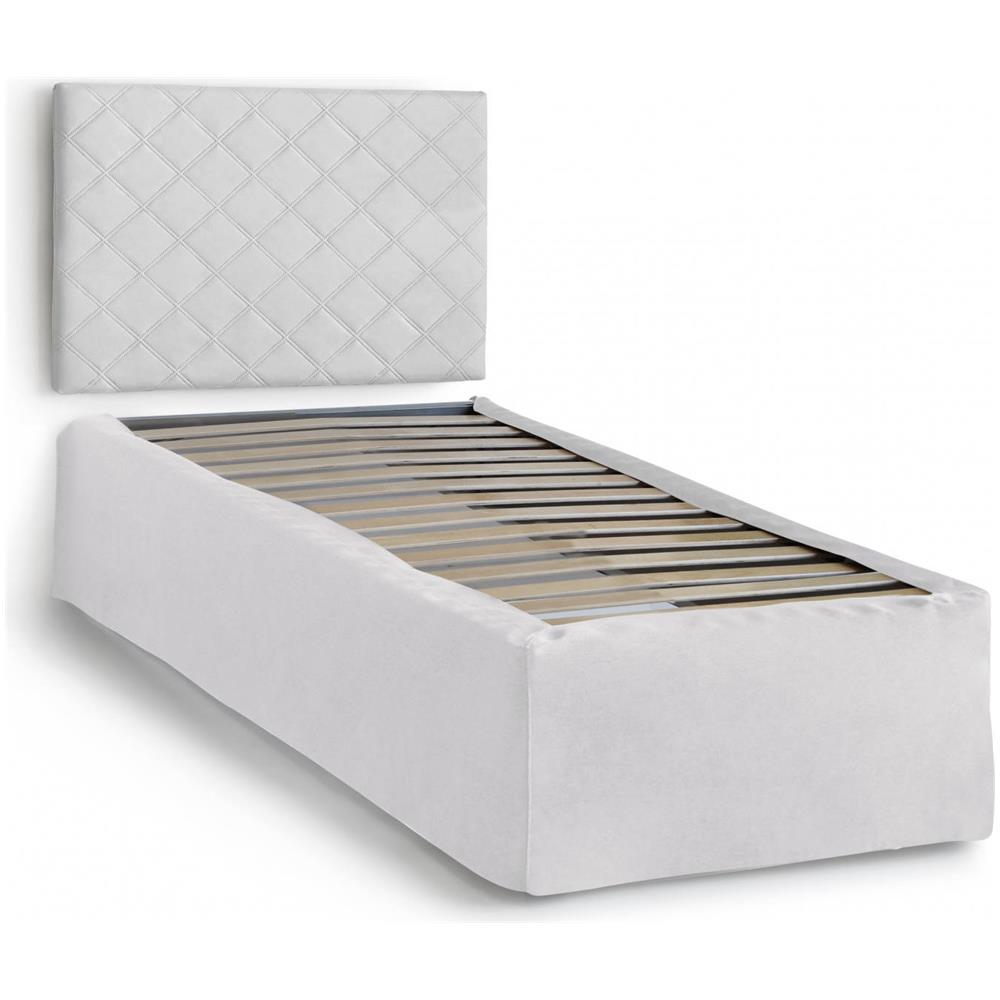Letto Singolo Cleofe, Set Testata In Ecopelle Con Rete Ortopedica E Mantovana, 100% Made In Italy, Adatta A Letto Singolo, Per Materasso Da Cm 80x190, Bianco - Foto 2