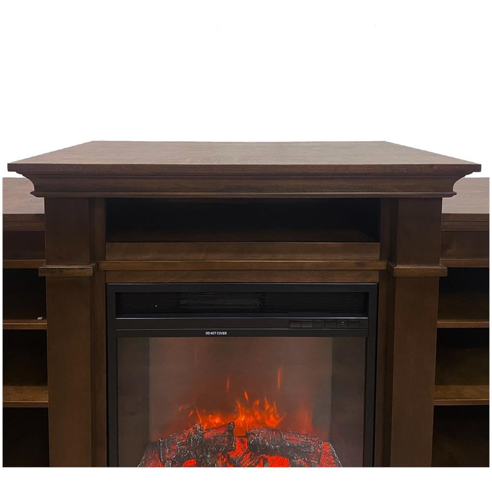 Camino Elettrico Caminetto Da Terra In Legno Noce L179 X P48 X H85 - Foto 2