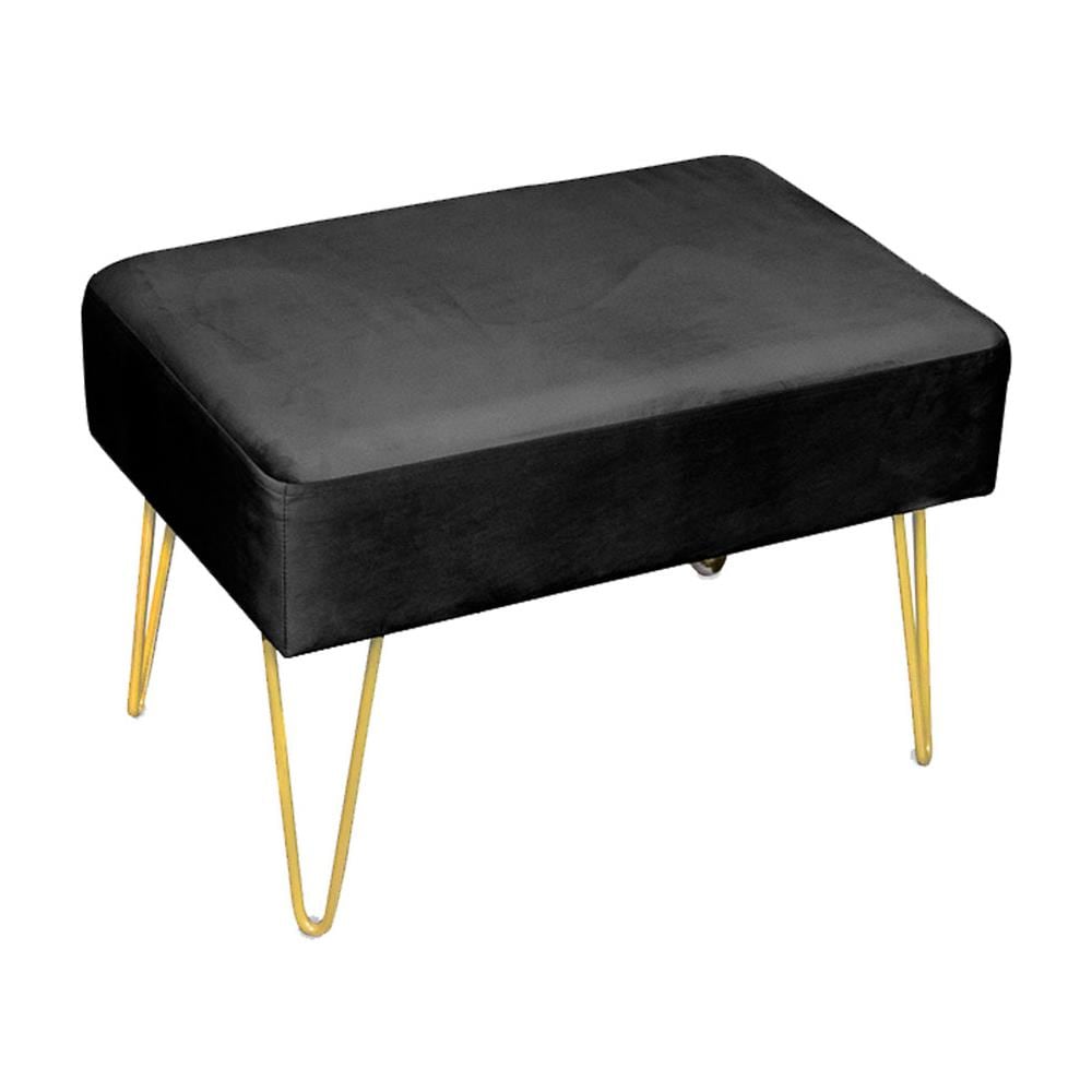 Pouf Salotto Camera Panca Design Moderno Modello Velvet In Tinta Unita Vari Colori Pouf Nero - Foto 1