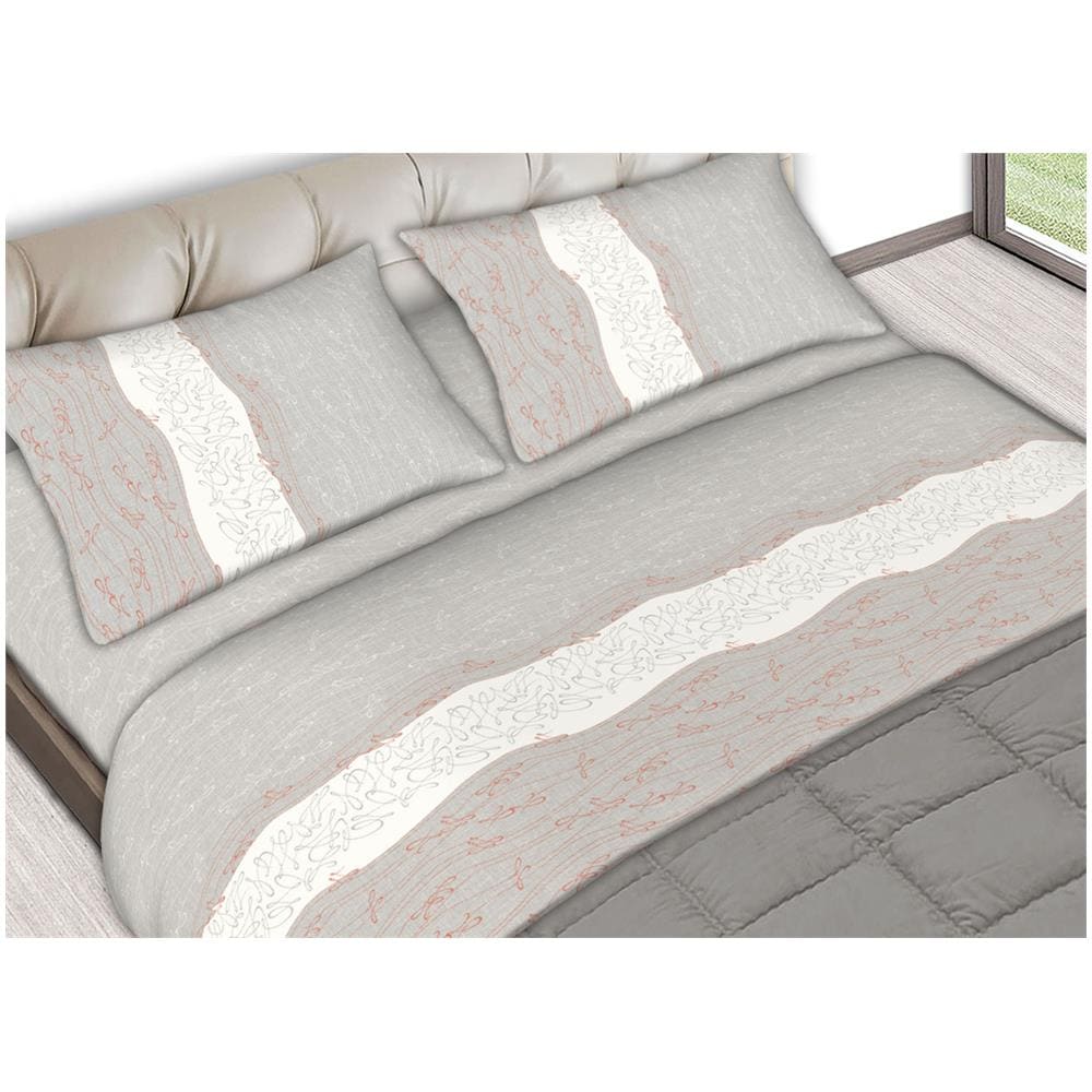 BIANCHERIAWEB - Completo Lenzuola In 100% Cotone Made In Italy Dis Strip Colore Grigio C N Singolo Grigio 8016111380339