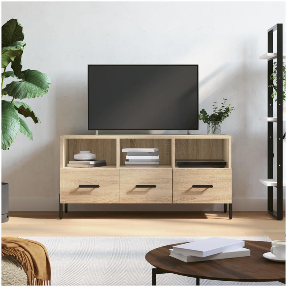 Mobile Porta Tv Rovere Sonoma 102x36x50 Cm In Legno Multistrato - Foto 1